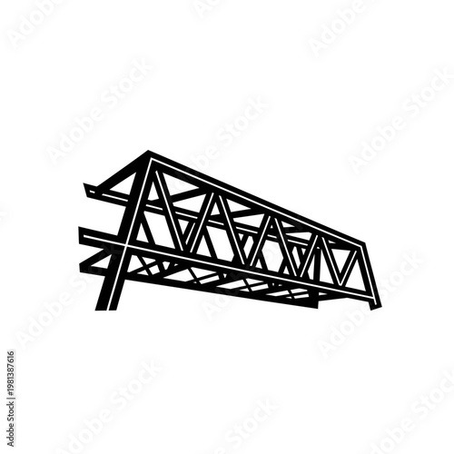 Industrial Steel Truss Structure Engineering Abstract Design, isolated white background