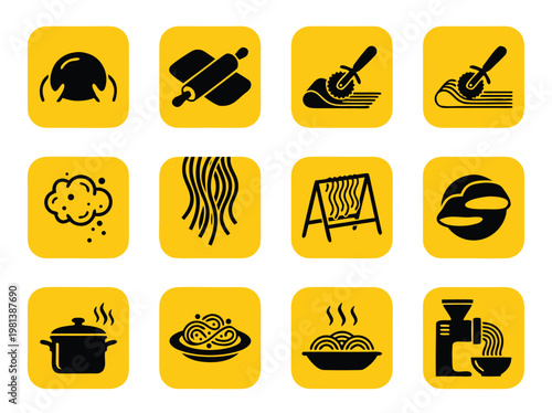 Italian Pasta Making Icons.