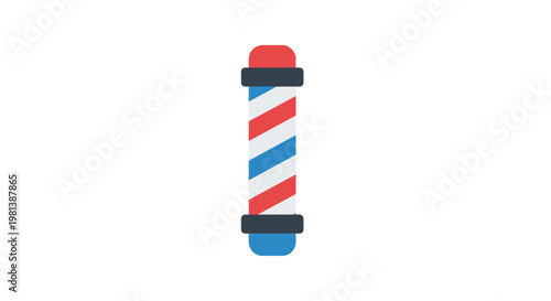 Barber Pole Vector Illustration, Classic Red White and Blue Striped Sign for Hair Salon or Barbershop Branding and Identity Design