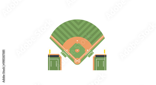 Baseball Field Stadium Top View Vector Illustration Flat Design Graphic Element for Sports Concept
