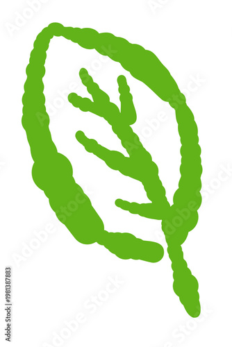 Stylized Mint Leaf with White Veins Vector