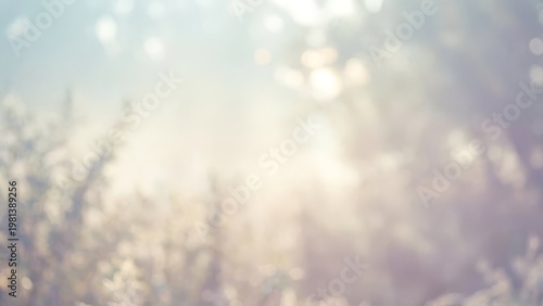 Soft Bokeh Dreamscape Sunlit Foliage with Gentle Dawn Pastels, and Serene Nature.