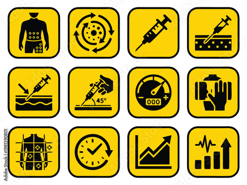 Medical Injection Icons Set.