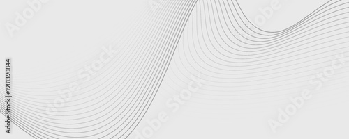 Abstract Gray and White Minimalist Wave Line Background with Smooth Dynamic Curves