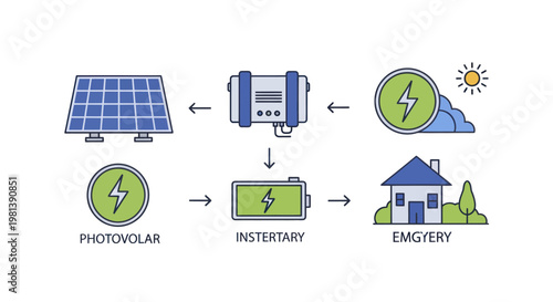 Solar Energy System Diagram for Home Power Generation.