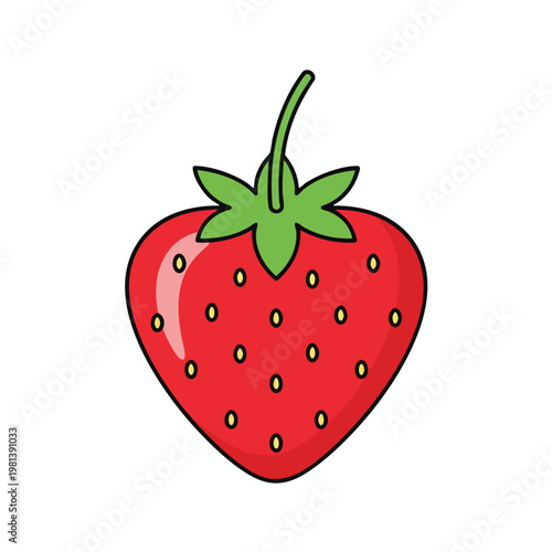 Fresh Red Strawberry with Green Leaf Ideal for Healthy Food and Fruit Product Promotions