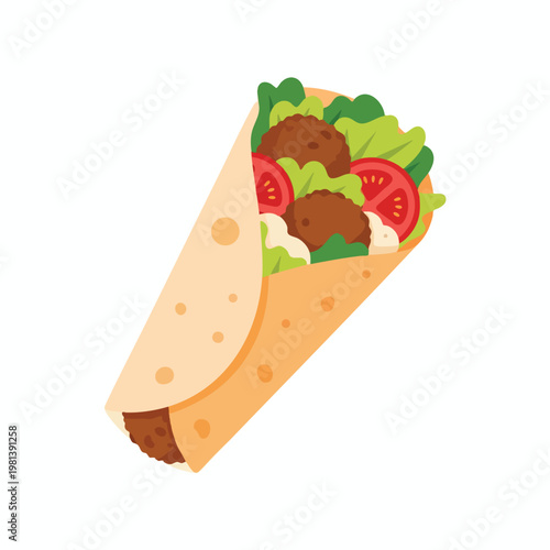 Delicious Fresh Wrap with Fresh Vegetables and Protein Filling