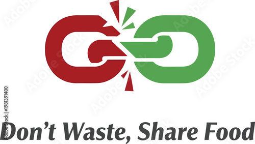 Don't Waste Share Food Concept Logo Design Featuring Interlocking Chain Links Symbolizing Community Food Donation