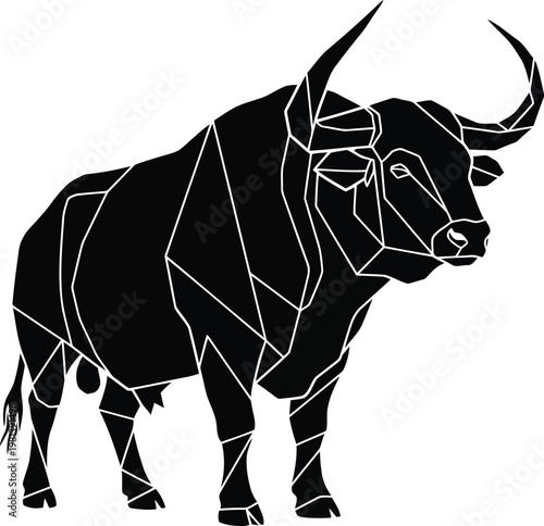 geometric bull silhouette vector illustration for logo design and creative branding isolated on white background
