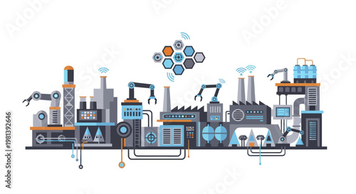 Smart Factory Automation with Robotic Arms and IoT Integration.