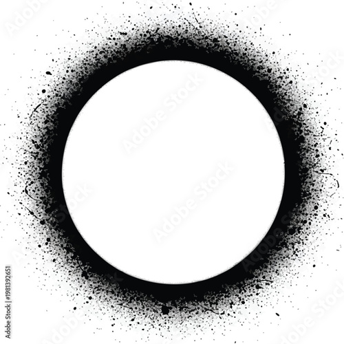 Minimalist Empty Frame with Artistic Black Spray Paint Border for Creative Design