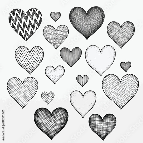 Black and White Heart Pattern Collection for Romantic and Decorative Designs