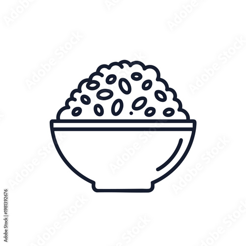 Minimalist Line Drawing of a Bowl of Food for Healthy Eating or Cooking Themes