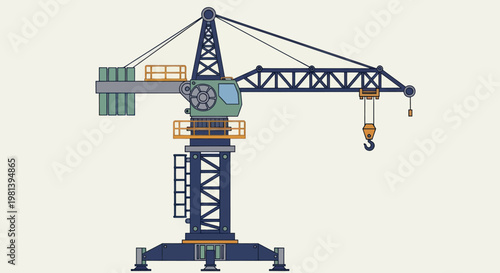 Tableau sur toile Construction Tower Crane Industrial Machinery.