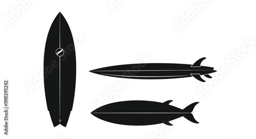 A black surfboard with a white line