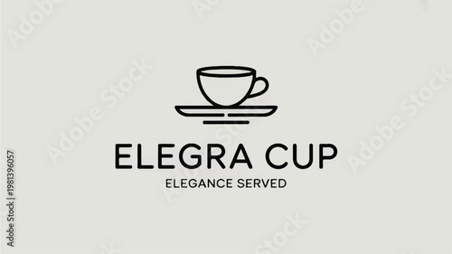 Elegra cup minimalist coffee cup logo with slogan coffee shop hot drink cup and saucer line art minimalist business beverage restaurant
