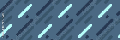 Abstract geometric pattern featuring diagonal lines in shades of blue and teal, interspersed with small dark circles.