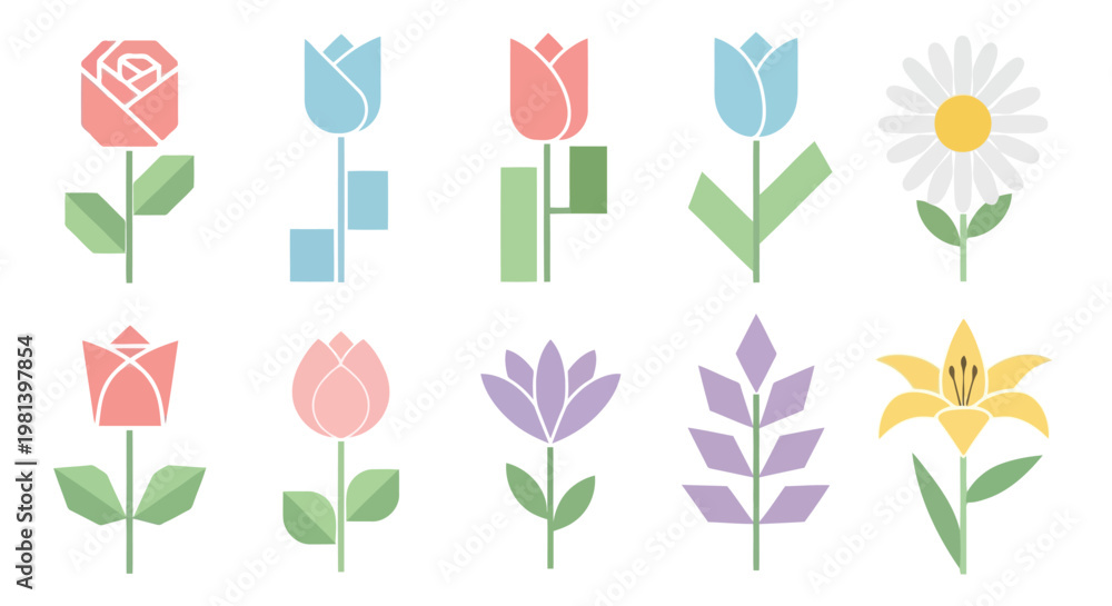 Obraz premium A collection of colorful flowers on green stems