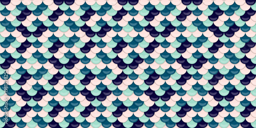 Seamless pastel mermaid scales pattern.  Elegant, textured design ideal for fashion, websites, or packaging.  Evokes fantasy, ocean, and feminine themes.