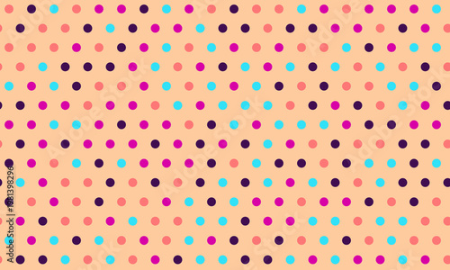 Vibrant multicolored polka dot pattern.  Perfect for backgrounds, website design, textiles, or playful branding.  This cheerful, retroinspired design offers a playful yet sophisticated aesthetic.