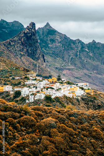 Beautiful view of a village among mountains on a North Tenerife.