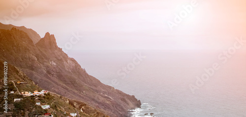 Beautiful view of a village among mountains on a North Tenerife.
