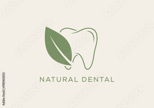 Natural Dental Logo Elegant Tooth and Leaf Symbol for Organic Dentistry and Healthy Smiles