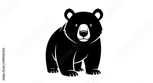 Black Bear Vector Illustration, Minimalist Animal Mascot Graphic Design for Wildlife Branding and Nature Logos