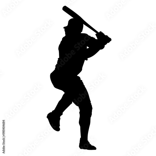 A silhouette of a baseball player in the process of swinging a bat.