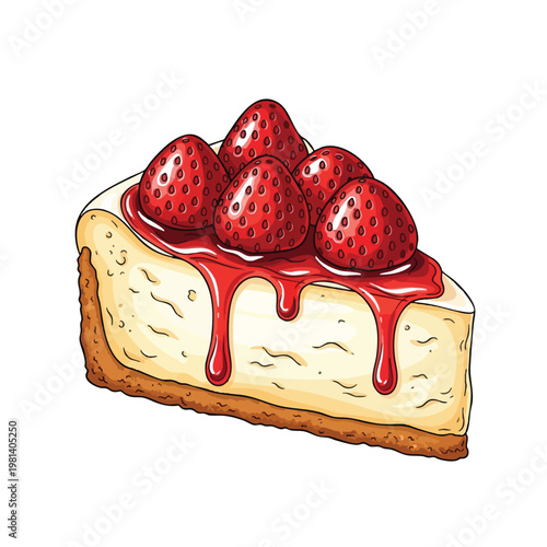 Delicious Strawberry Cheesecake Slice with Fresh Fruit Topping