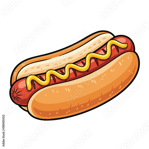 Delicious Hot Dog with Mustard and Ketchup in a Soft Bun Classic Fast Food Snack