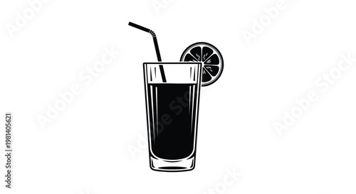 A glass of cola with a slice of lemon