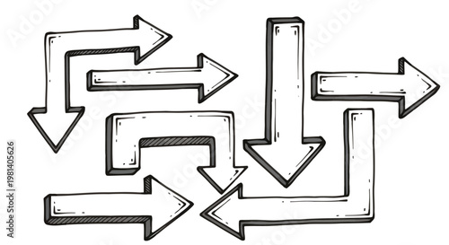 A group of arrows pointing in different directions