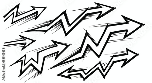 A group of arrows pointing in different directions