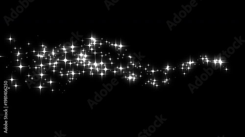 Magical glitter trail line animation, fast glowing star streaks, white shimmer particles, green screen alpha, sparkle transition effect, fantasy light motion background, 4k seamless loop