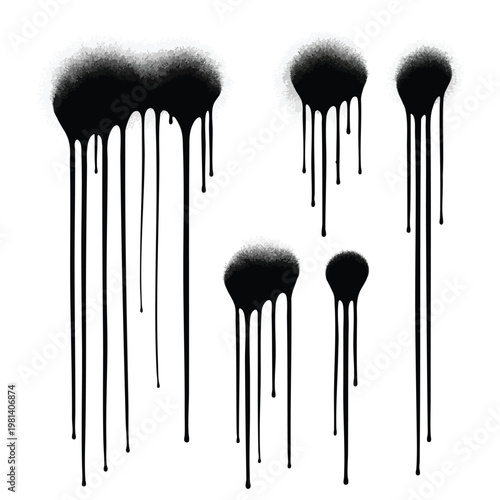 Abstract Black Ink Splash Art with Dripping Effect for Creative Designs