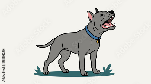 Pitbull Terrier Dog Barking Sketch Hand Drawn Animal Vector Illustration