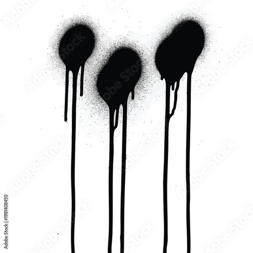 Abstract Black Ink Drip Art on White Background for Creative Design Templates