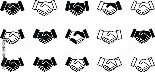 Handshake icons representing agreement partnership business deals with deal making handshake agreement business contract