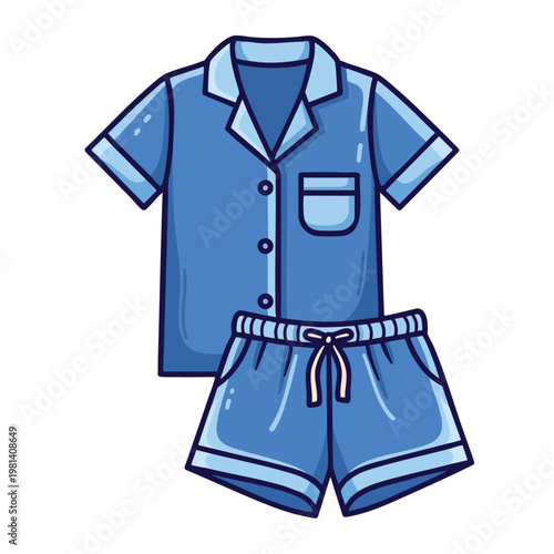 Casual Summer Pajama Set Featuring Short Sleeve Top and Drawstring Shorts