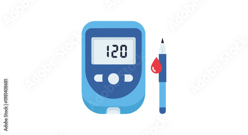 Blood Glucose Monitor and Lancing Device Vector Illustration, Medical Diabetes Testing Equipment Graphic for Health Care and Clinical Diagnostic Monitoring