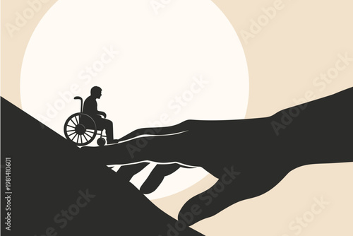 Photos Inclusion for Disability: Wheelchair on Bridge, Help, Care, Kindness & Connectio