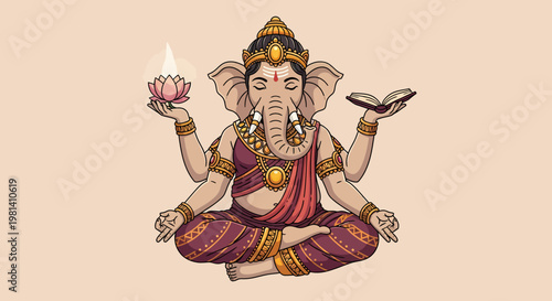 Ganesha Hindu Elephant God Idol Statue.