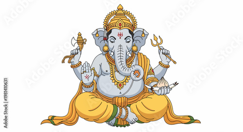 Ganesha Hindu Elephant God Idol Statue.