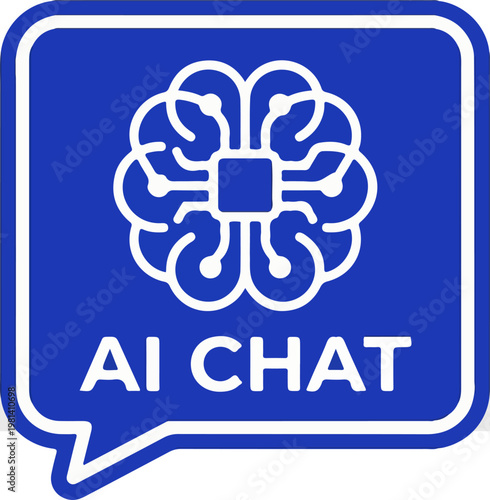 AI Chat Robot Brain Icon.