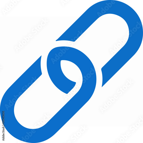 Blue chain link icon symbol.