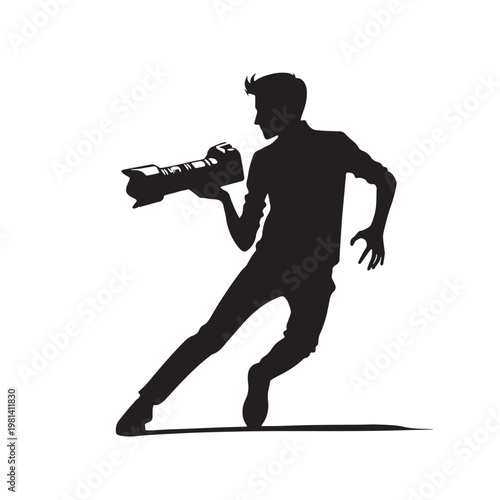 Black Photographer Silhouette Vector, High Quality Illustration on White Background