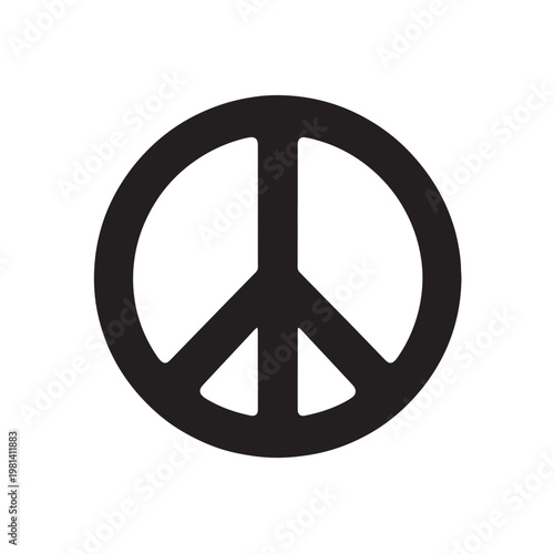 Black Peace symbol Silhouette Vector, High Quality Illustration on White Background