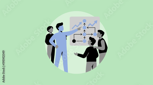 Business team discussing strategy meeting.