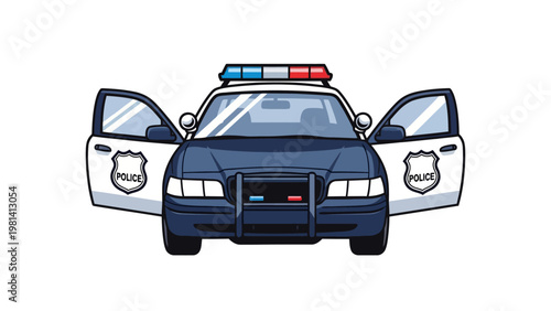 Police Car Front View.